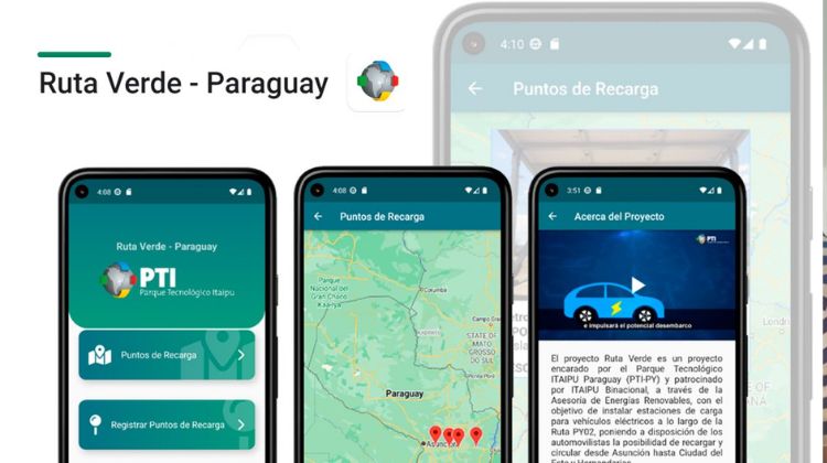 Paraguay.  Las Estaciones de Servicio con cargadores eléctricos ya se pueden identificar en la App Ruta Verde Paraguay