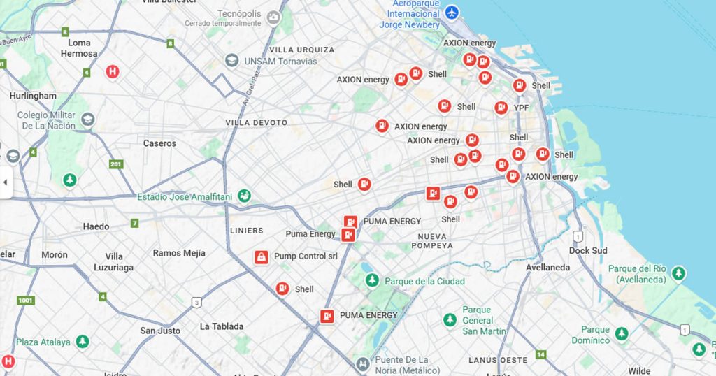Ubicación de una estación de servicio